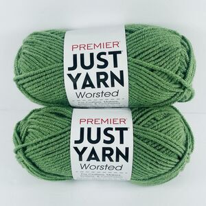Premier JUST YARN WORSTED 109 yards (2 Skeins) MOSS Crochet Medium 4 NEW